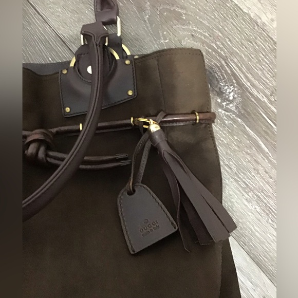 Gucci Suede Leather Bag W/ Attached Pouch - Picture 12 of 16